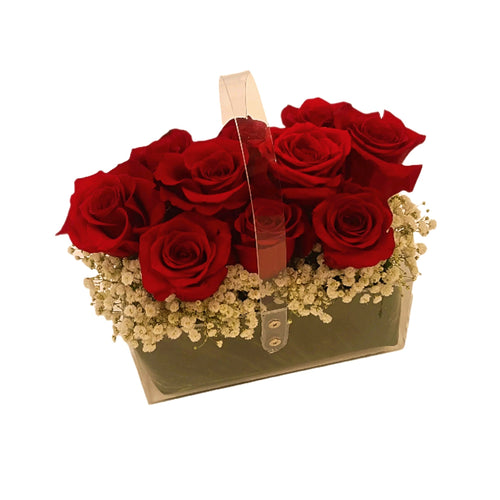 Acrylic Box With 10 Roses - Larissa