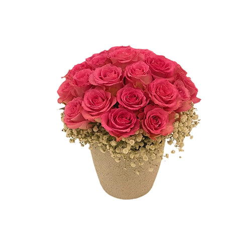 Round Pot With 25 Roses - Larissa